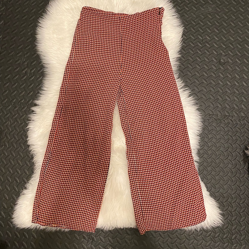 Forever 21 Wide Leg Crop Patterned Pant Size Medium